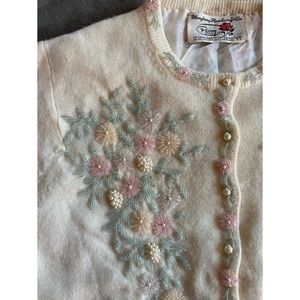 Vintage Hong Kong Pearl and Bead Embroidered Cardigan